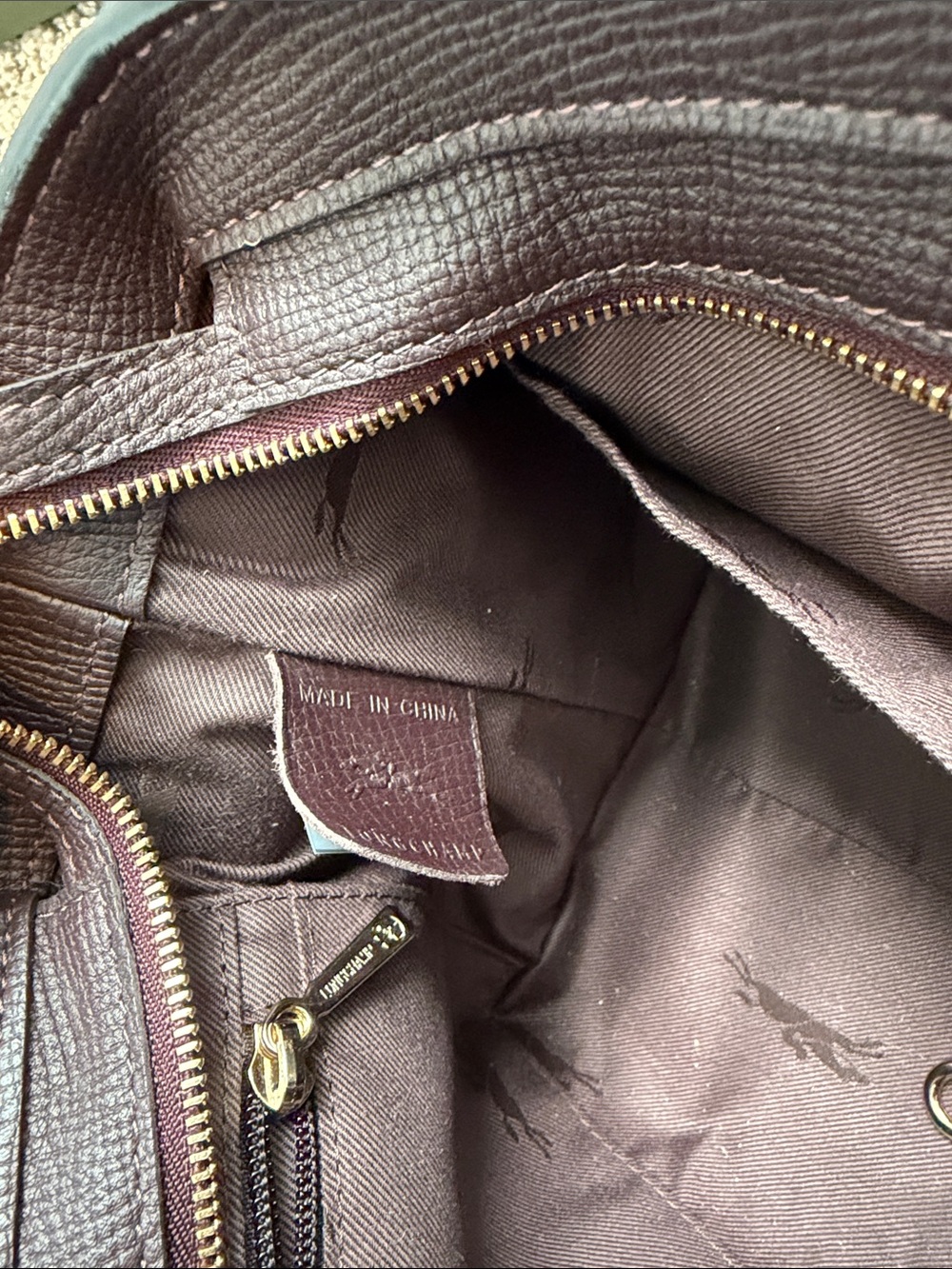 Longchamp Dark Purple Pebbled Leather Crossbody Mailbox Bag with Gold Hardware - Picture 5 of 9